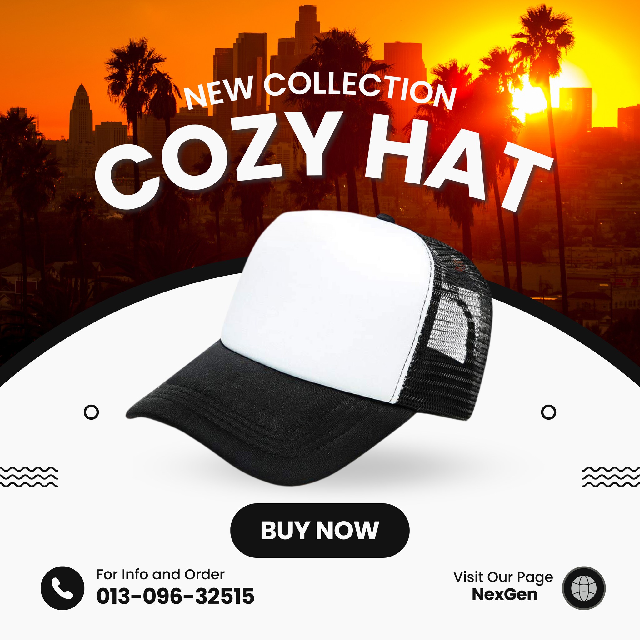 Cozy black cap poster